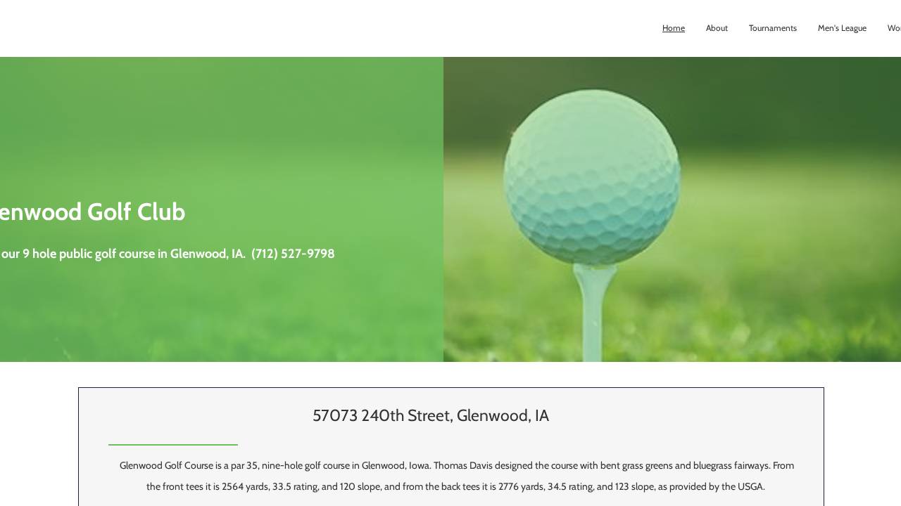 Glenwood Golf Corporation website screenshot