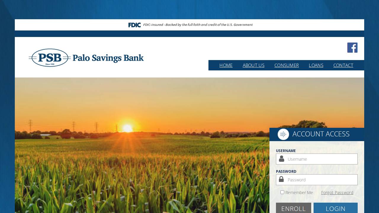 Palo Savings Bank website screenshot
