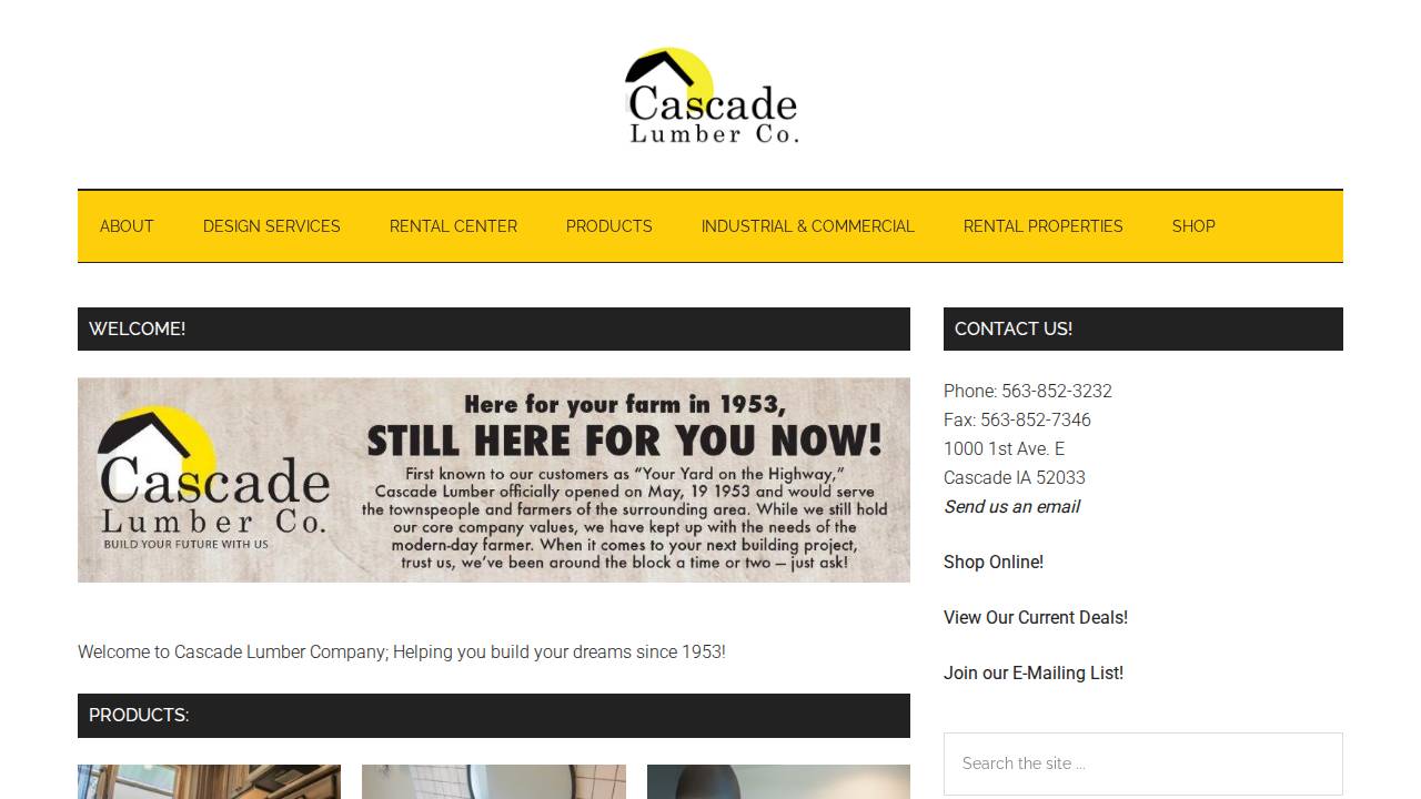 Cascade Lumber Company website screenshot
