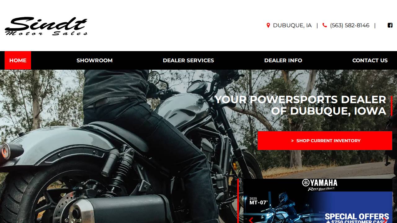 Sindt Motor Sales INC website screenshot