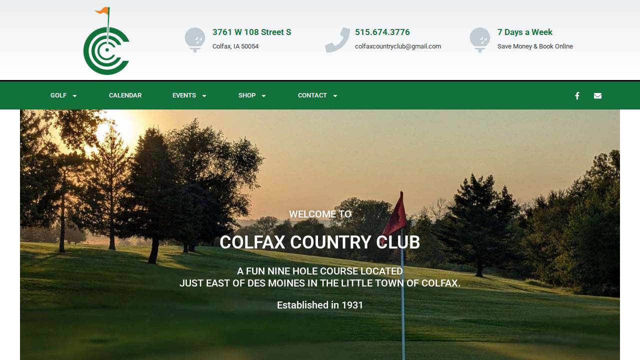 Colfax Country Club website screenshot