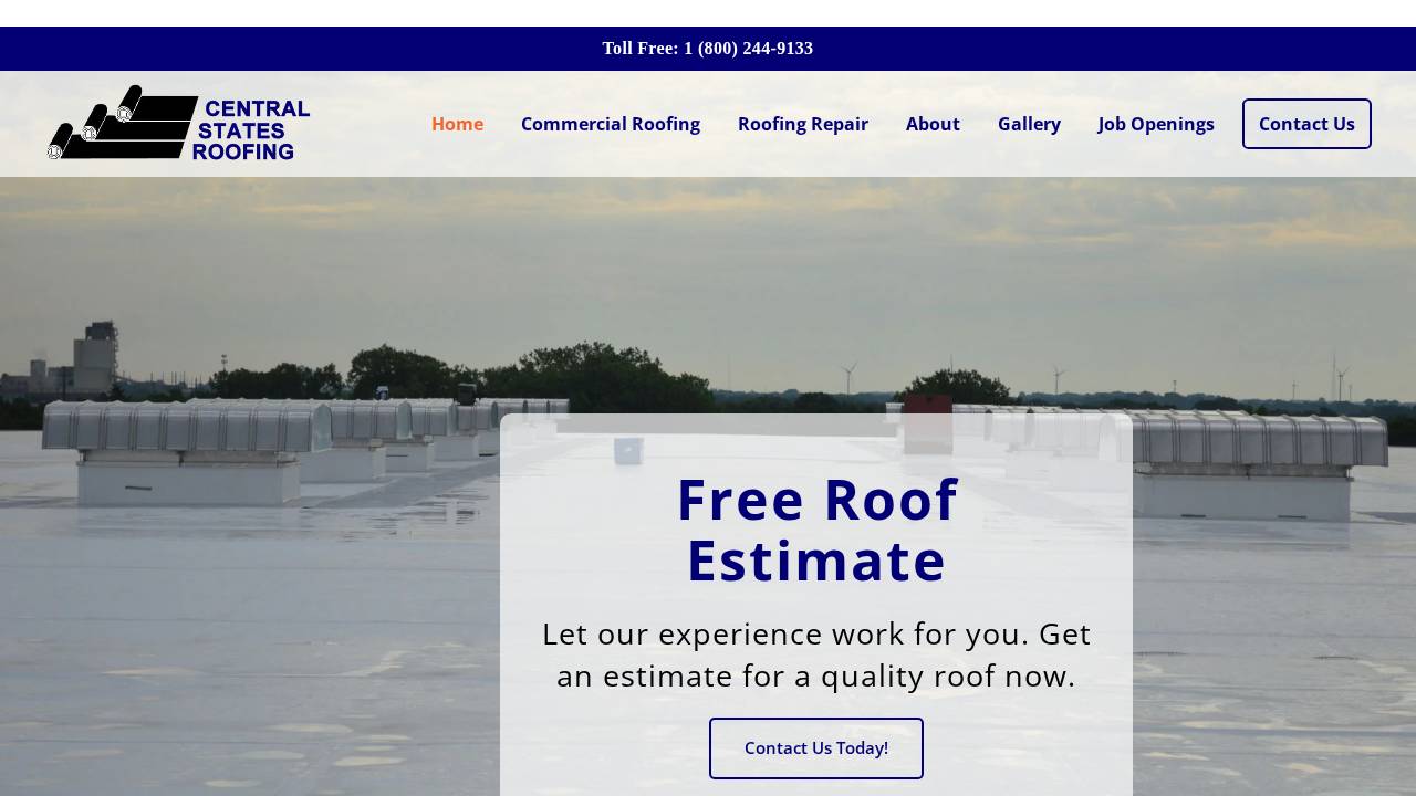 Central States Roofing CO website screenshot