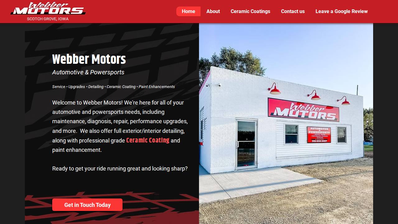 Weber Motor CO website screenshot