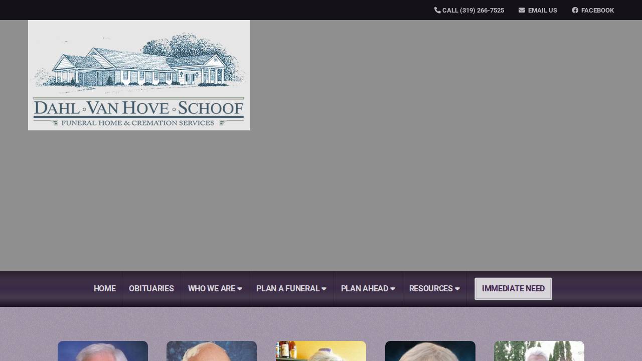 Dahl-van Hove-schoof Funeral Home website screenshot