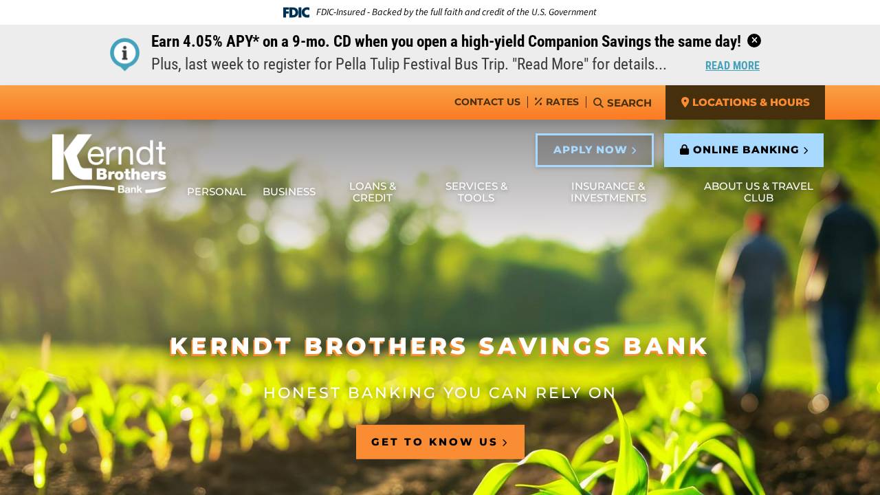 Kerndt Brothers Savings Bank website screenshot