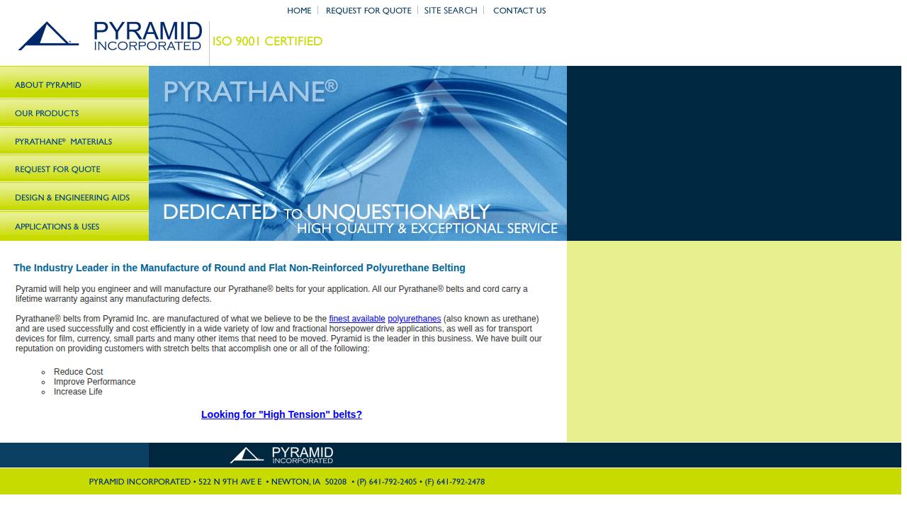 Pyramid Inc, Pyra, Pyrathane website screenshot