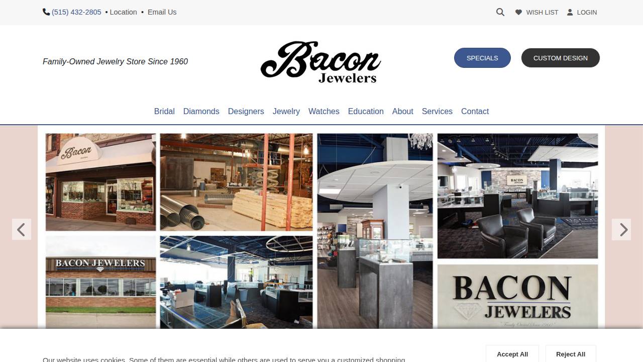 Bacon Jewelers INC website screenshot