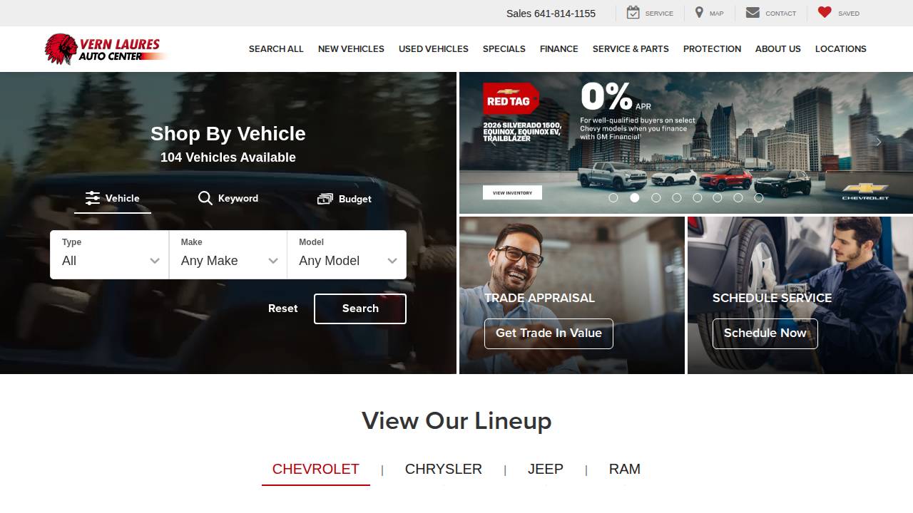 Vern Laures Auto Center INC website screenshot