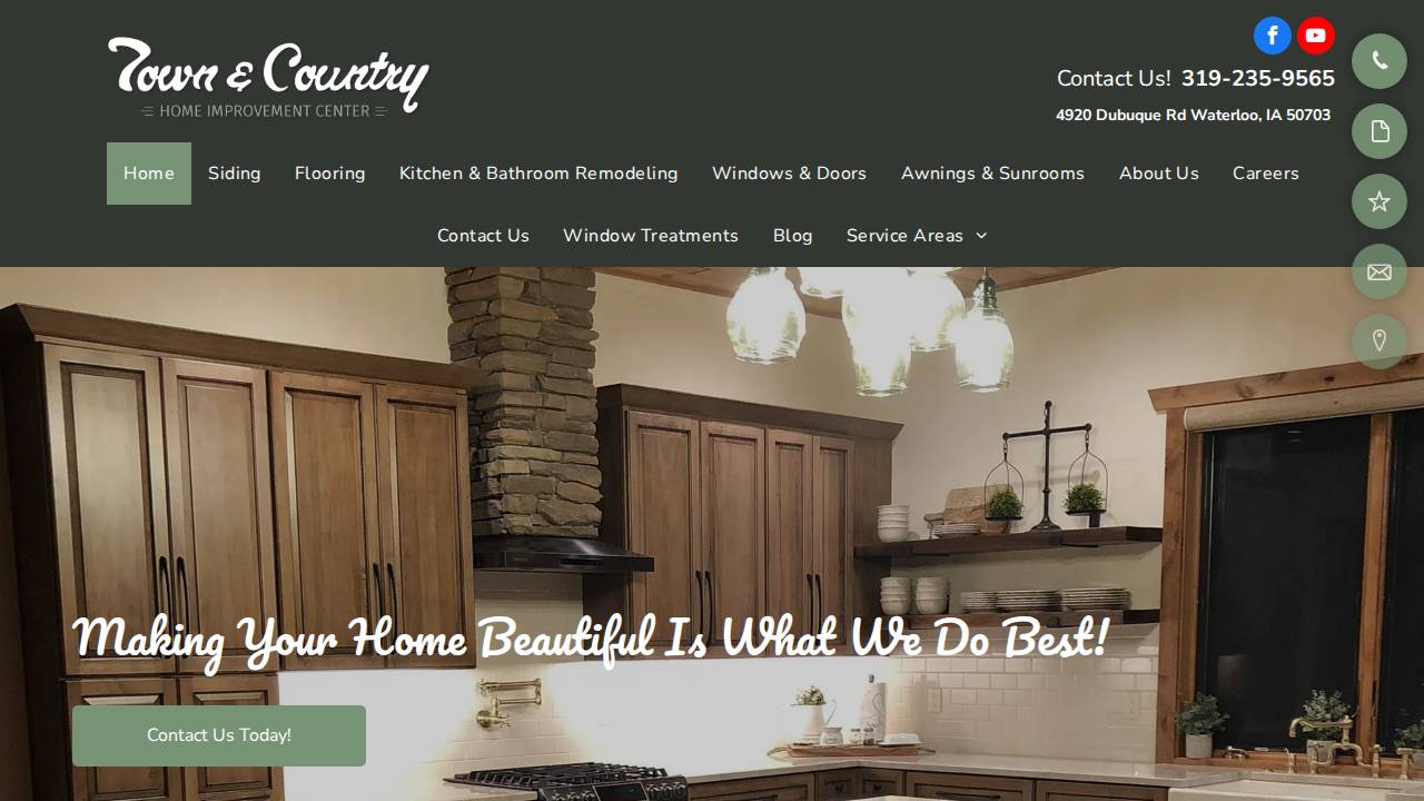 Town & Country Home Improvement IN website screenshot