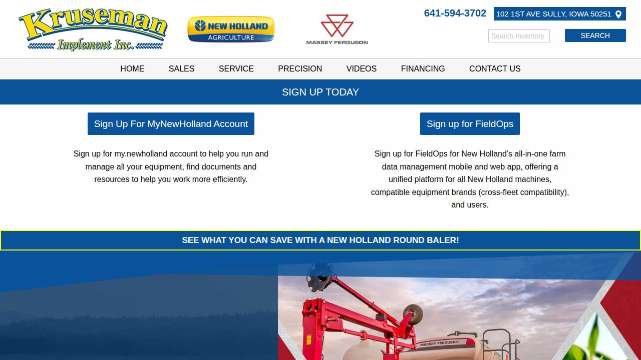 Kruseman Implement INC website screenshot