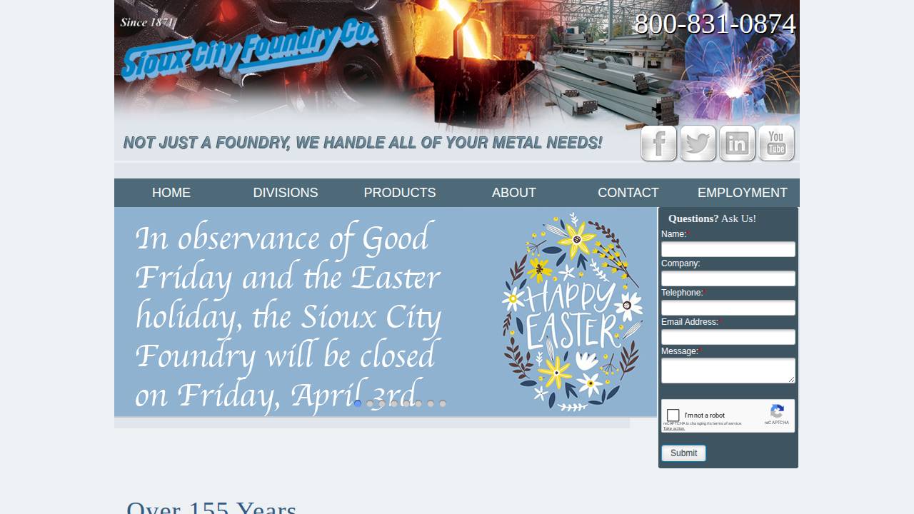 Sioux City Foundry CO website screenshot
