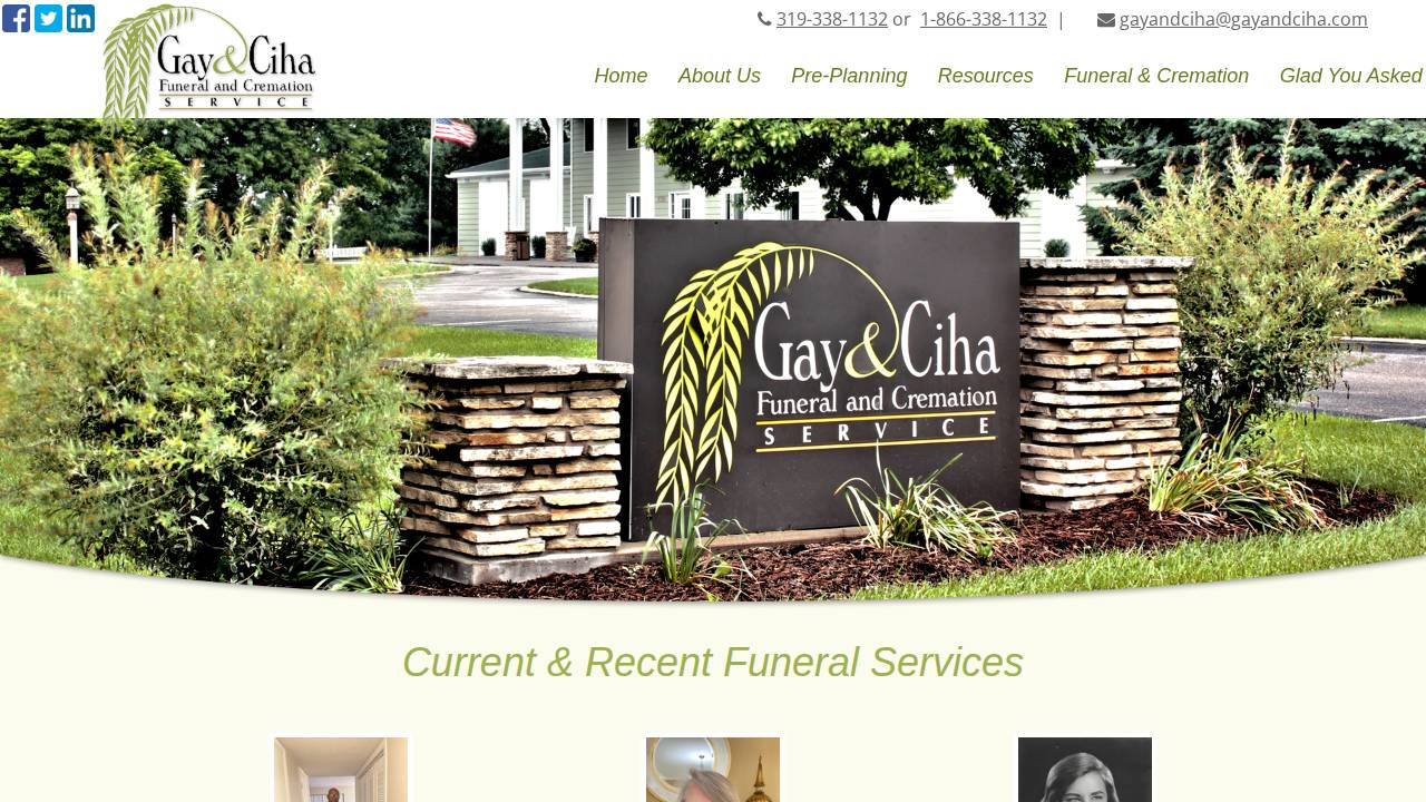 GAY & GAY Inc, George L GAY Funeral Home website screenshot