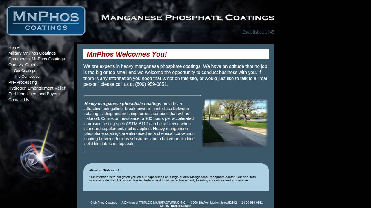 Triple E MFG CO website screenshot