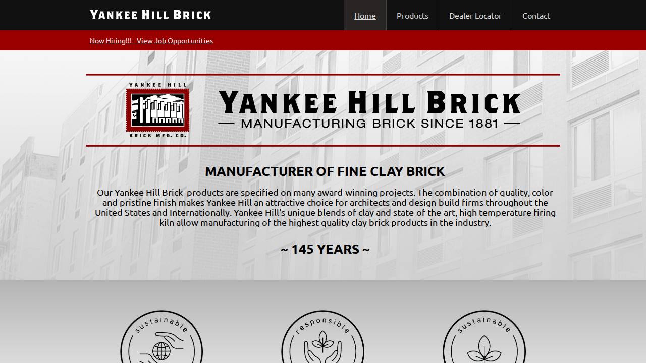 Yankee Hill Brick MFG CO website screenshot