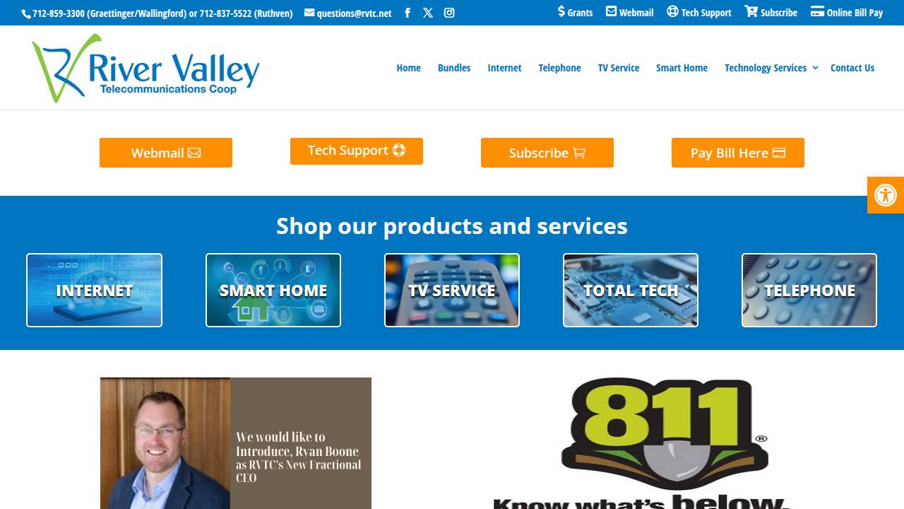 River Valley Telephone Cooperative website screenshot