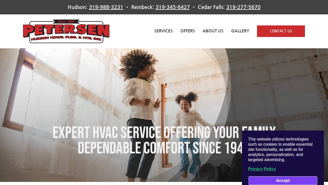 Hudson Hdwe Plumbing & HTG INC website screenshot