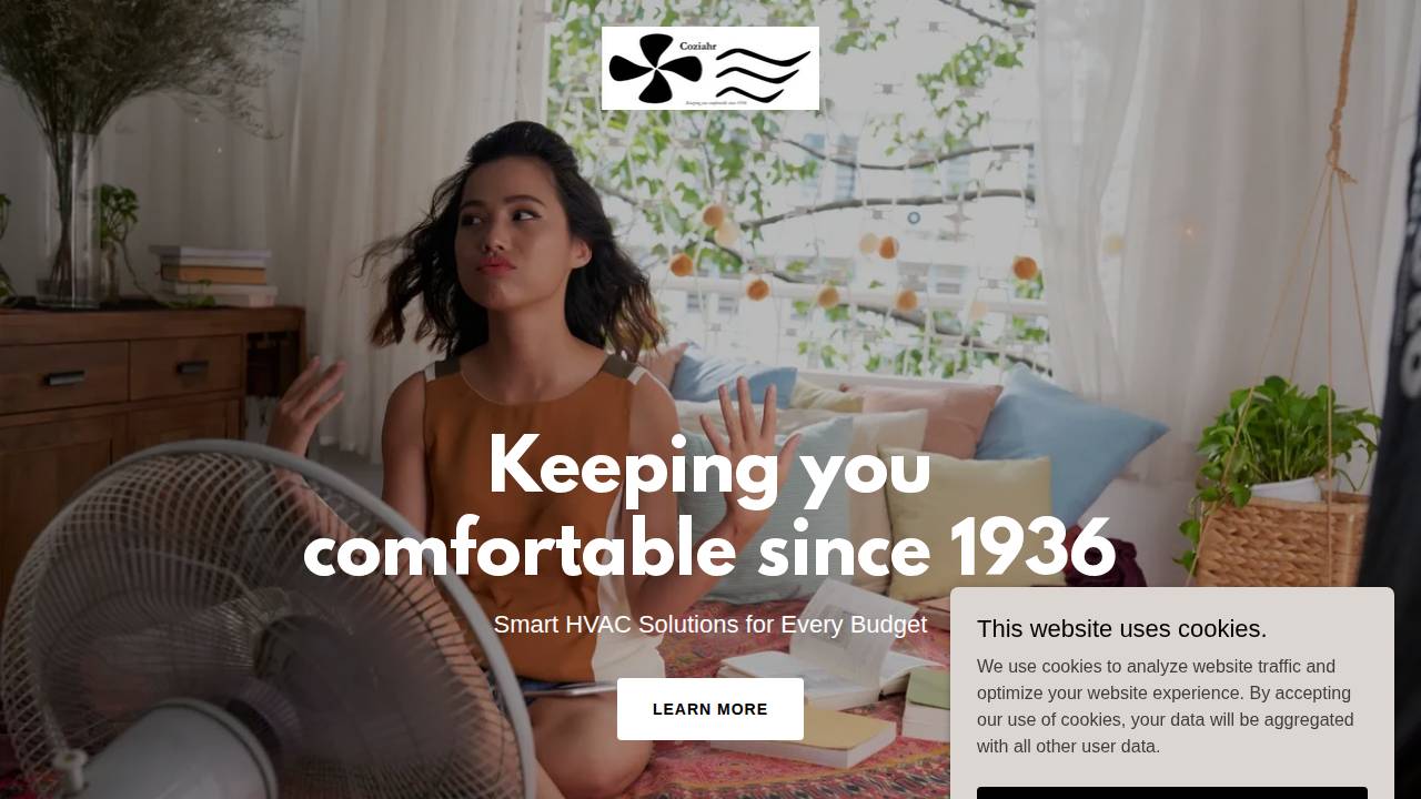Coziahr Heating & AIR Conditioning website screenshot