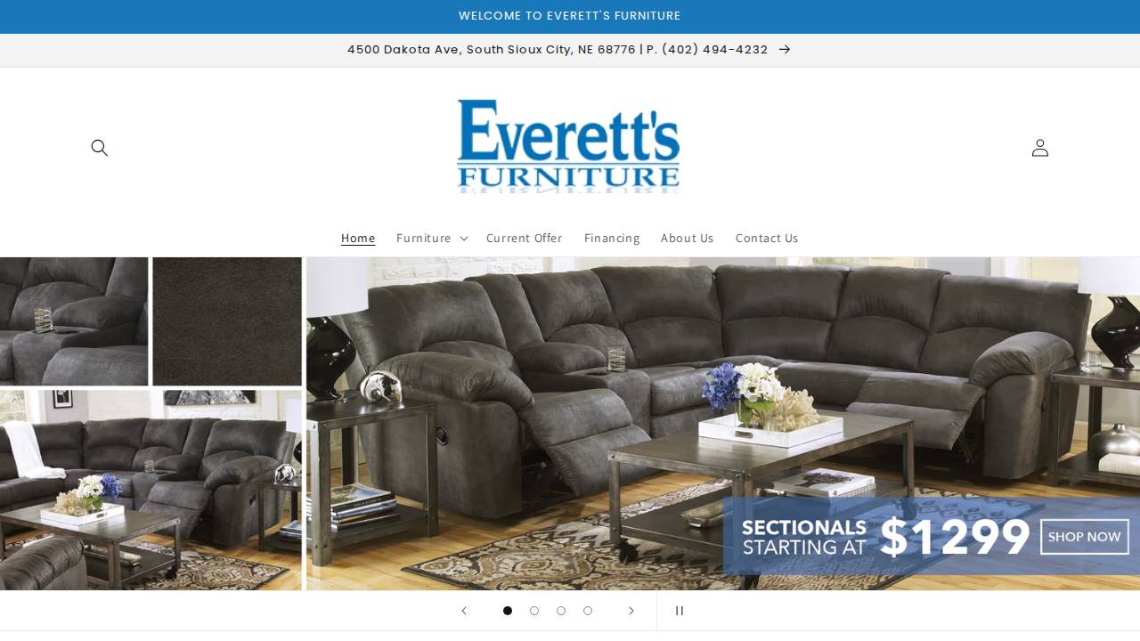 Everetts Furniture INC website screenshot