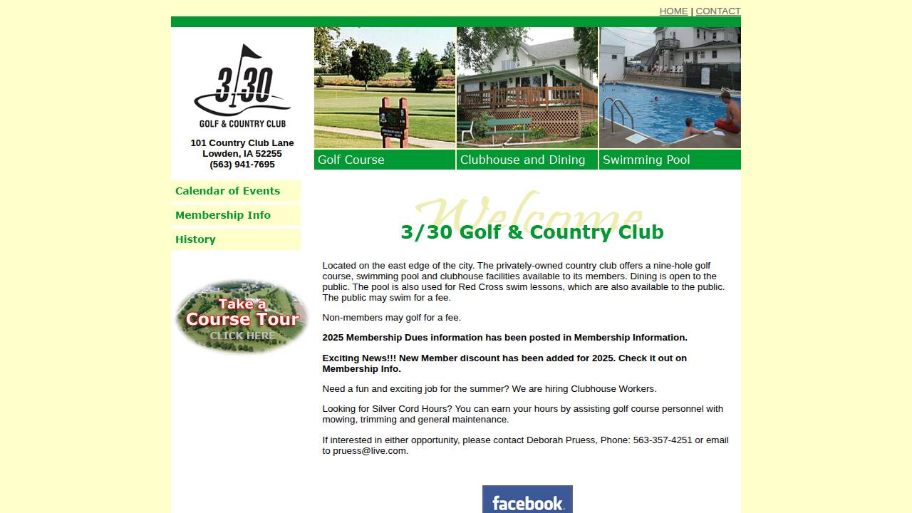 Three-thirty Golf & Country Club, Three-thirty Golf AND Country Club website screenshot