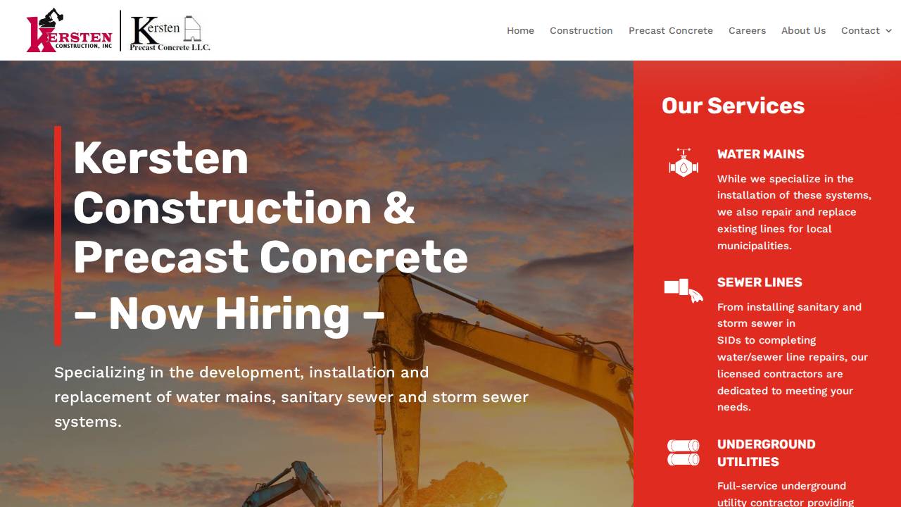 Kersten Construction INC website screenshot