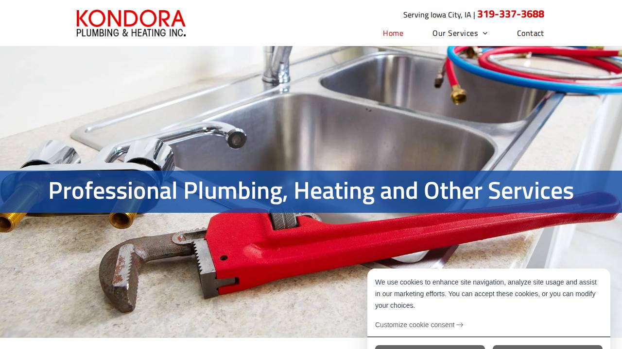 GEO Kondora Plumbing & Heating website screenshot