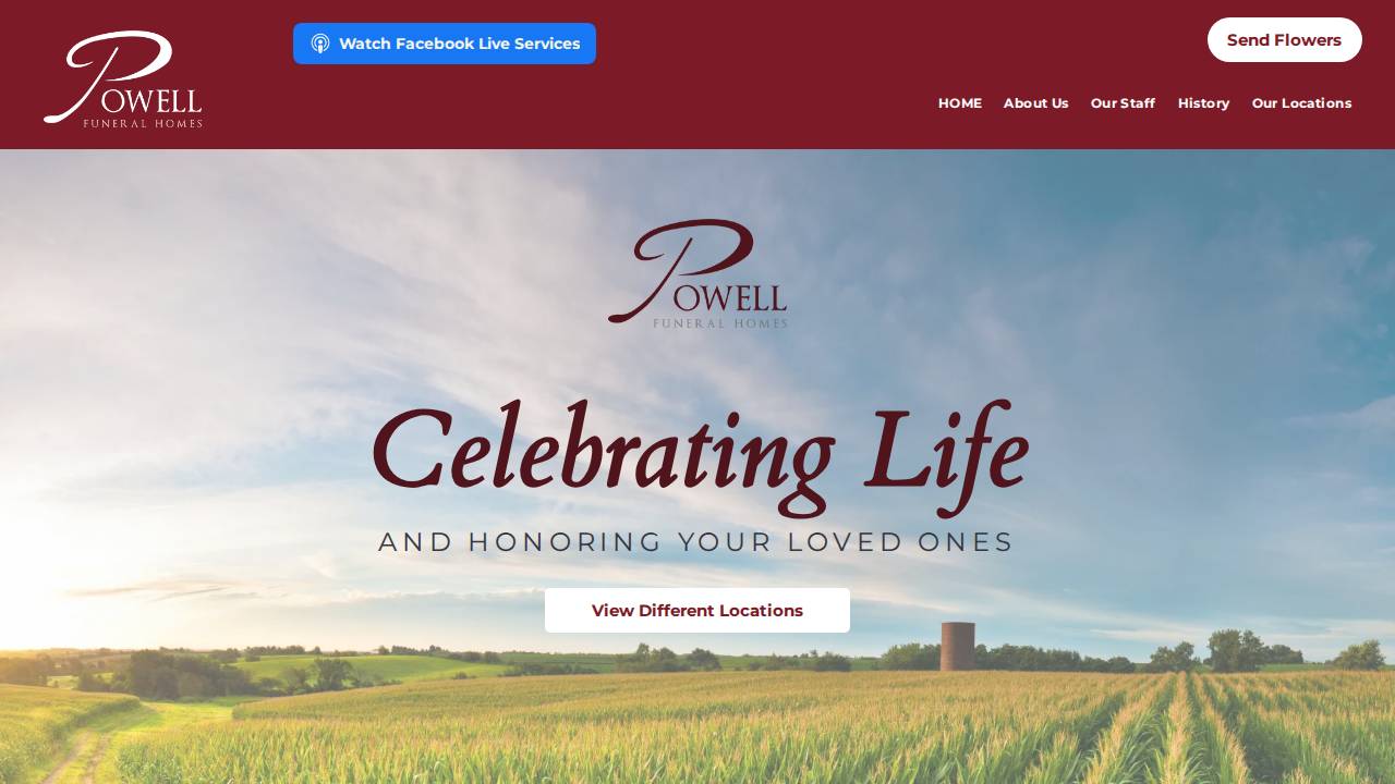 Powell Funeral Homes INC website screenshot