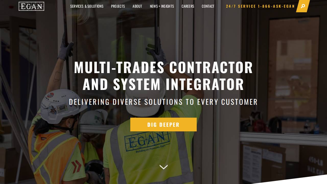Egan Mechanical Contractors Inc, Egan Companies website screenshot