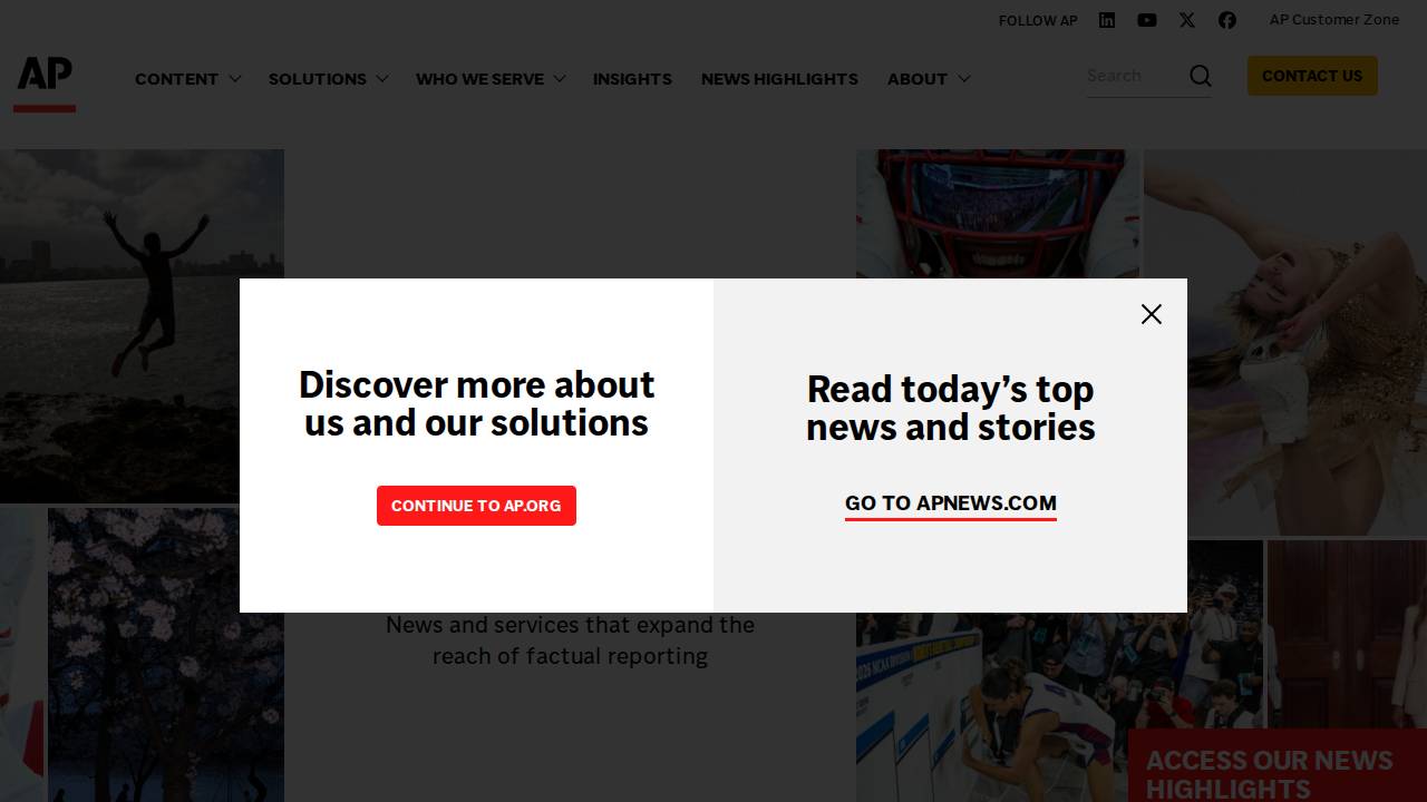 THE Associated Press website screenshot