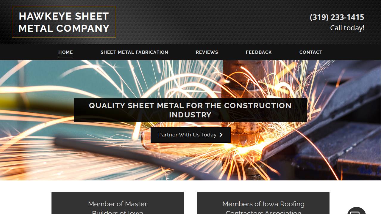 Hawkeye Sheet Metal INC website screenshot