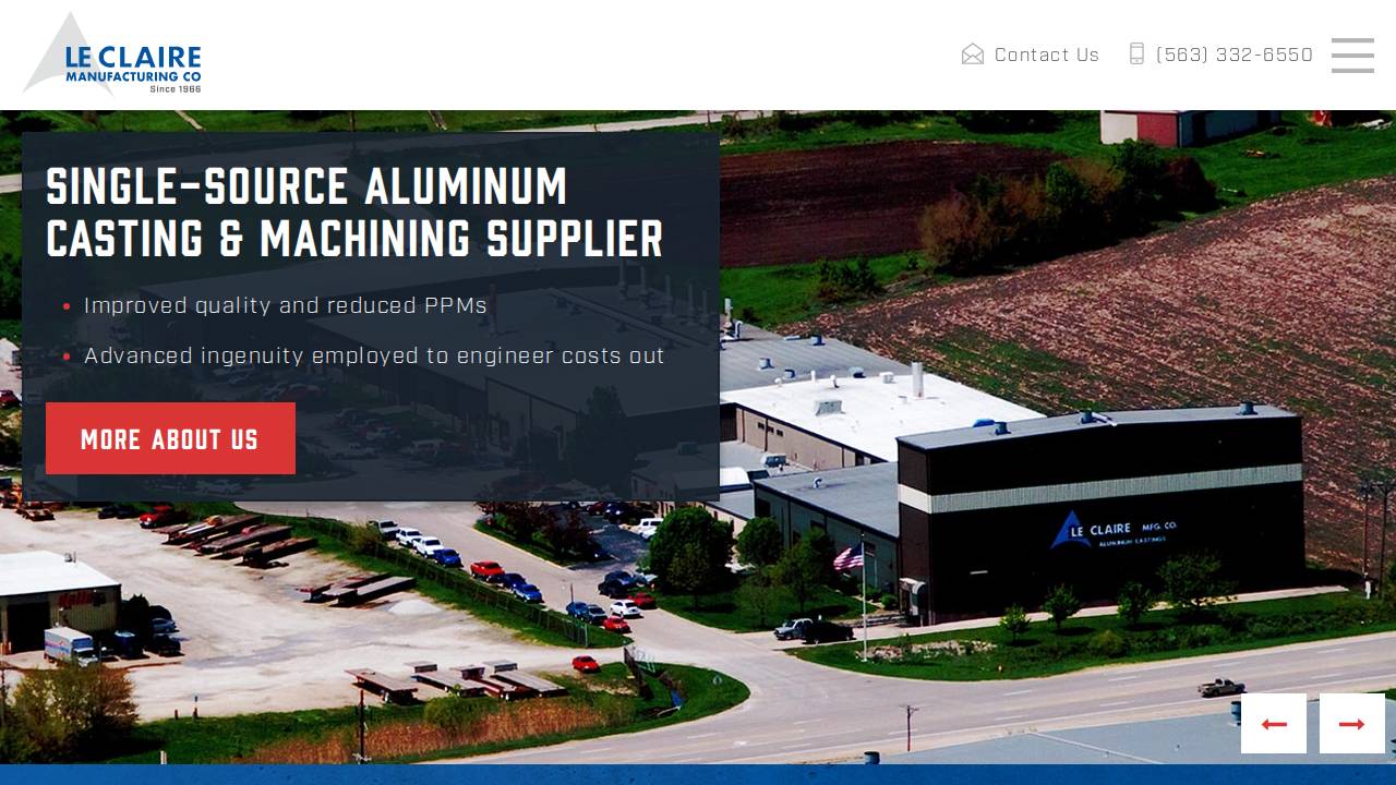 LE Claire Manufacturing Company, Lecl website screenshot