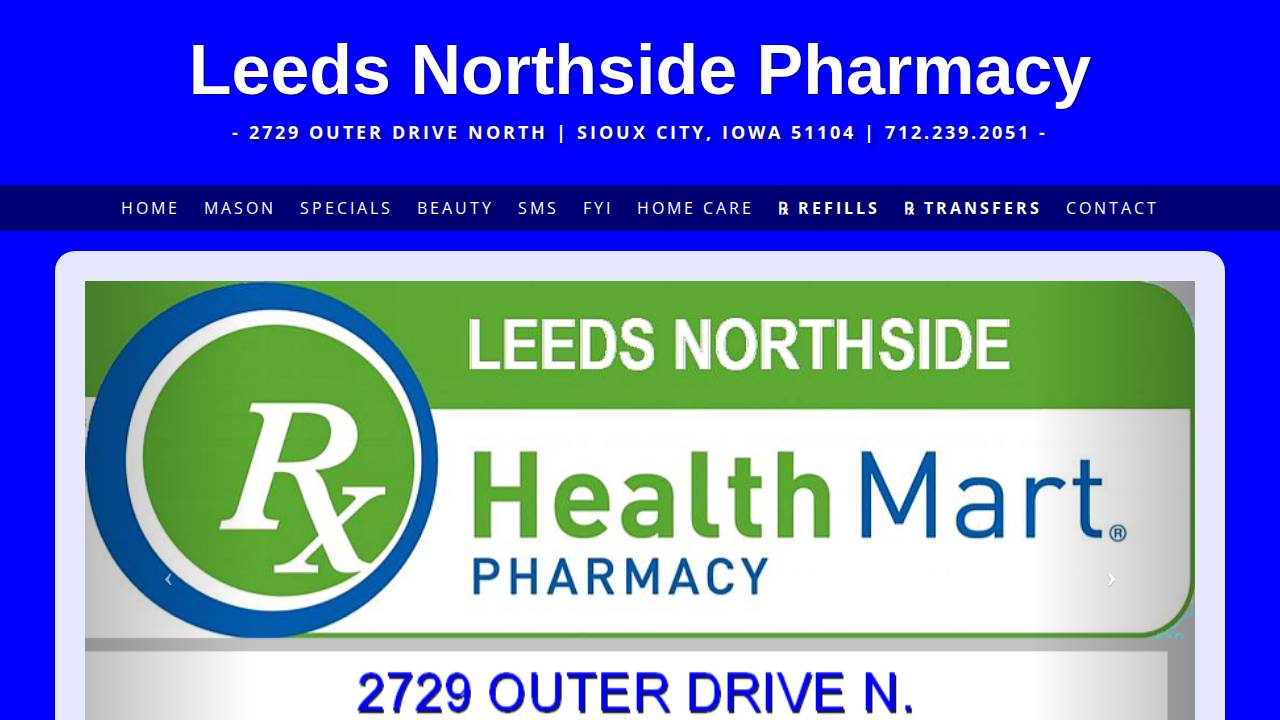 Leeds Pharmacy INC website screenshot