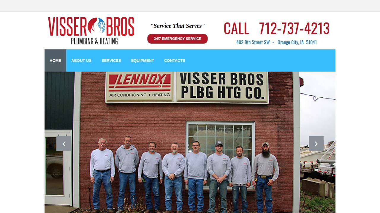 Visser Bros PLG & HTG Inc, Visser Bros Plbg & HTG website screenshot