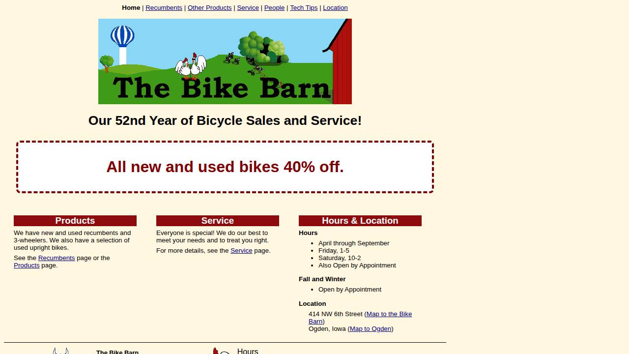 Four-n Industries, Bike Barn THE website screenshot