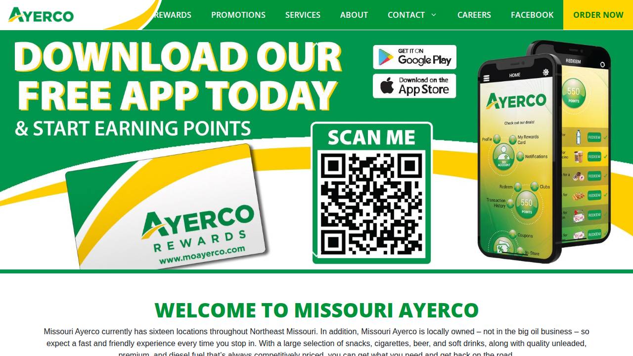 Ayers OIL Company INC website screenshot