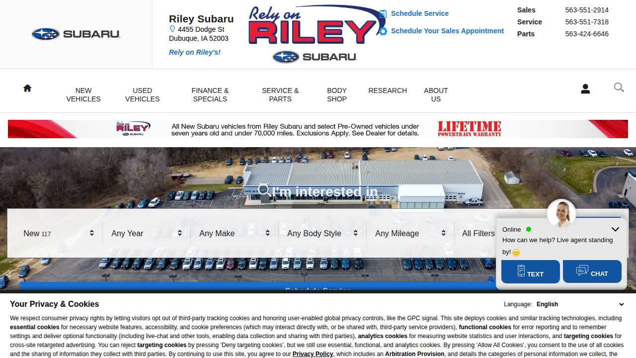 R-K Investment CO, Rileys Auto Sales Co., Rileys Auto Sales CO website screenshot