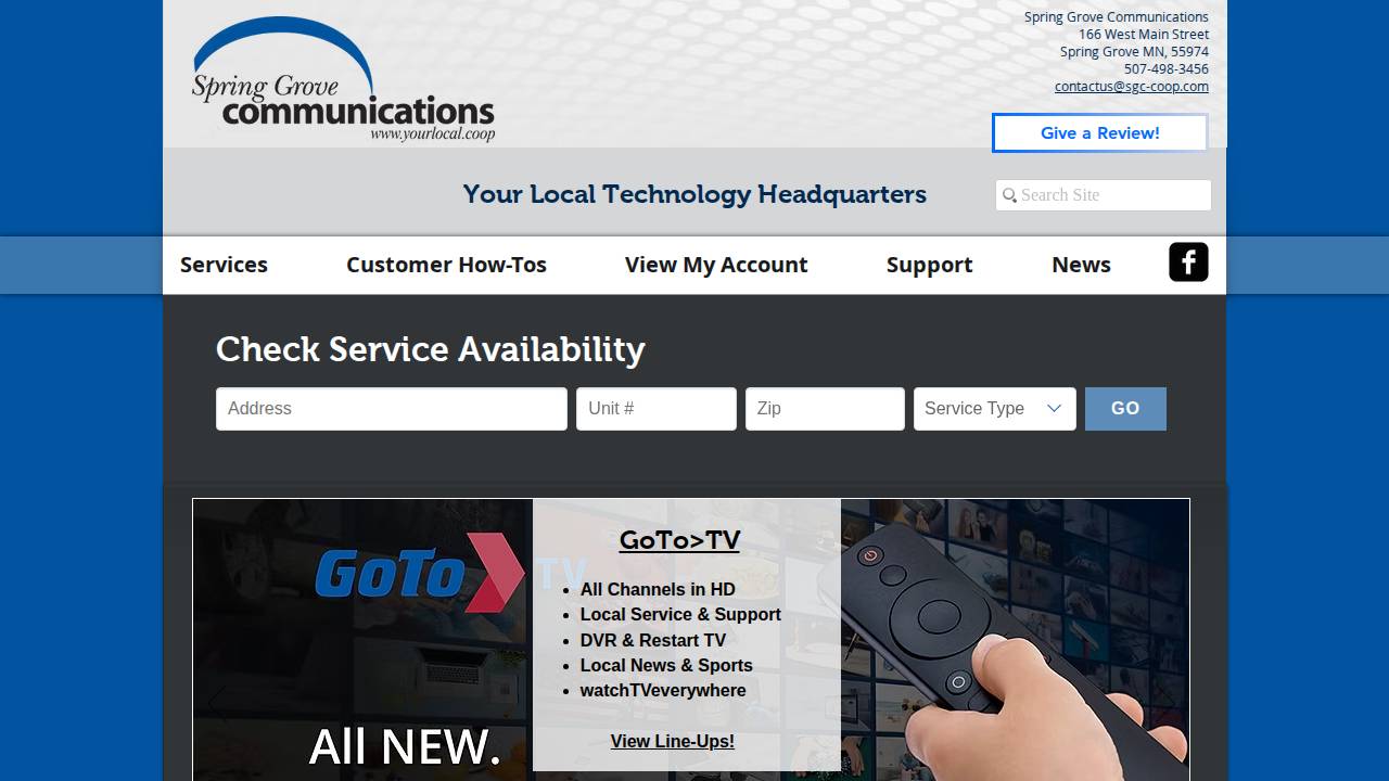 Spring Grove Communications website screenshot