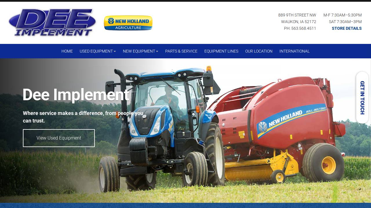 DEE Implement INC website screenshot