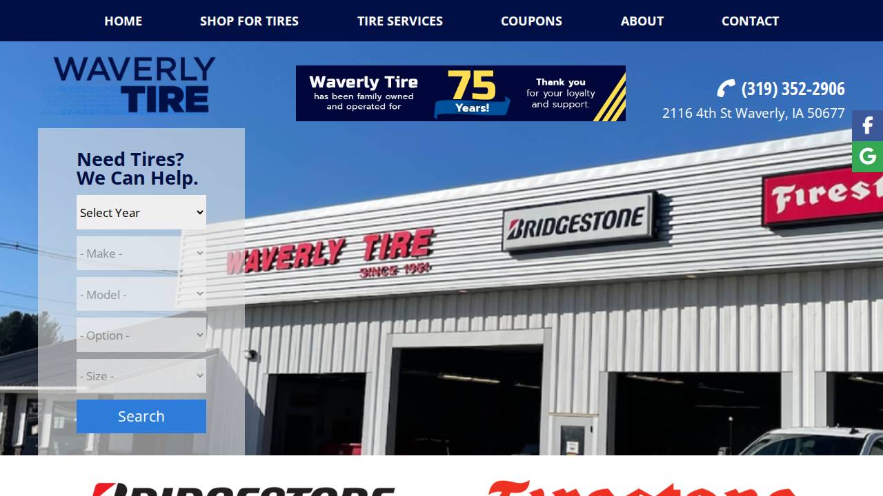Waverly Tire Company website screenshot