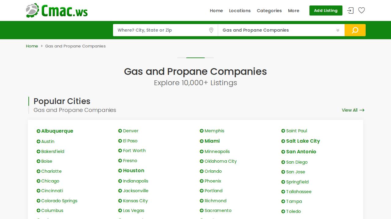Home GAS INC website screenshot