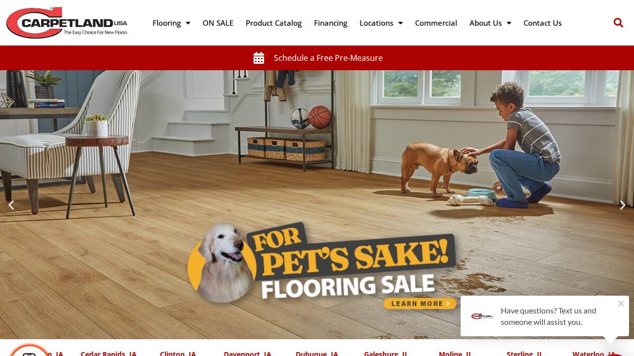 Carpetland USA OF Davenport INC website screenshot