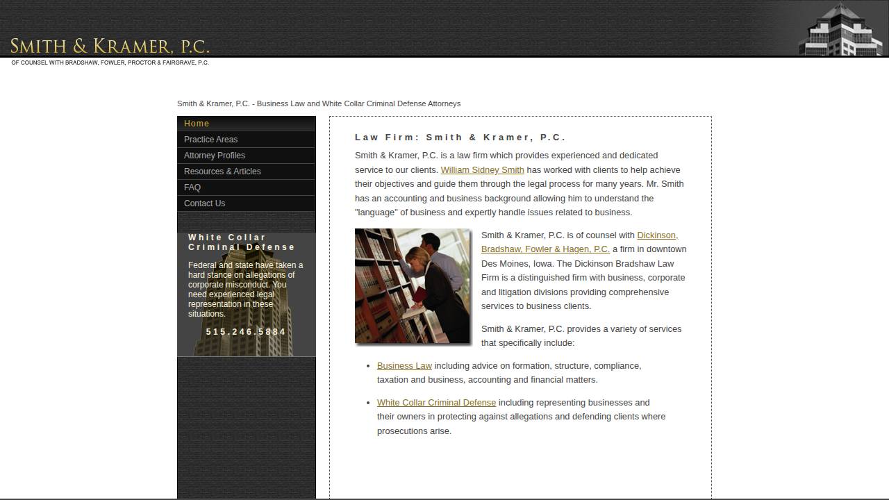 Kramer E Smith website screenshot