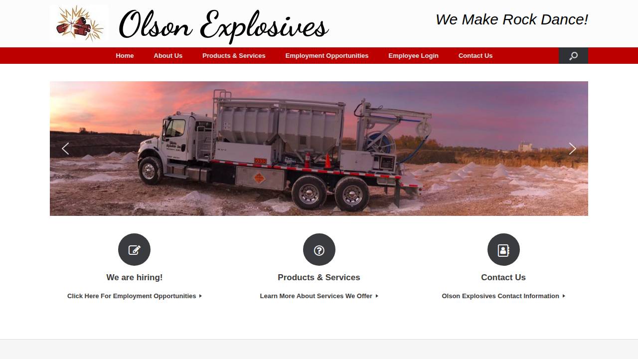 Olson Explosives INC website screenshot