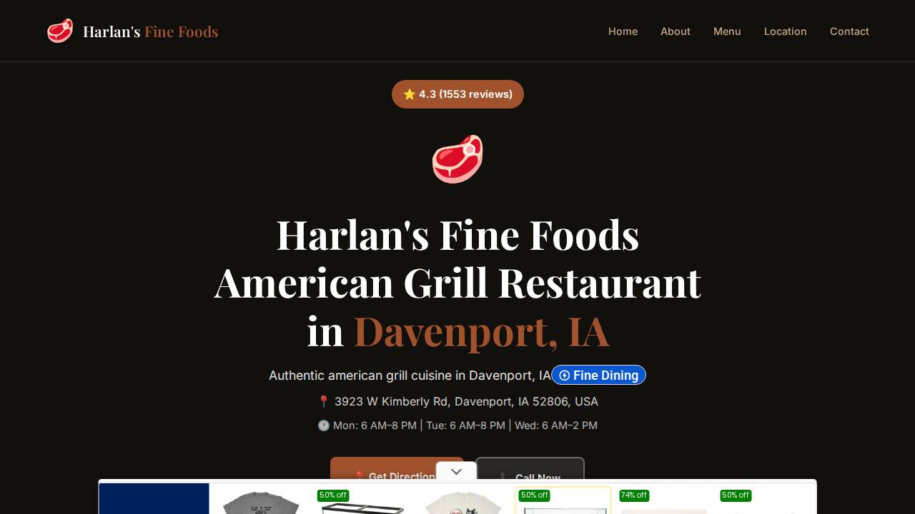 Harlan's Fine Foods INC website screenshot