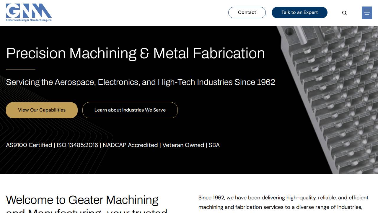 Geater Machining AND Manufacturing website screenshot