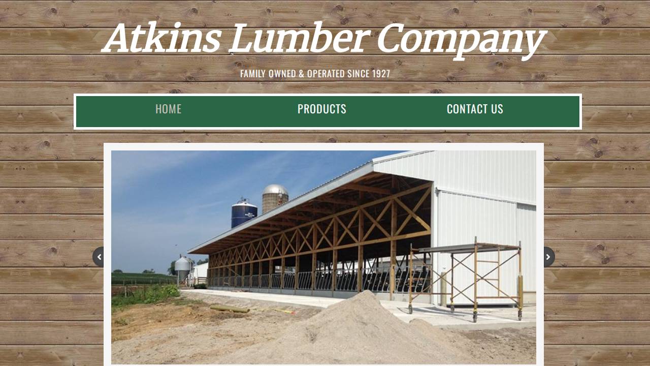 Atkins Lumber CO website screenshot
