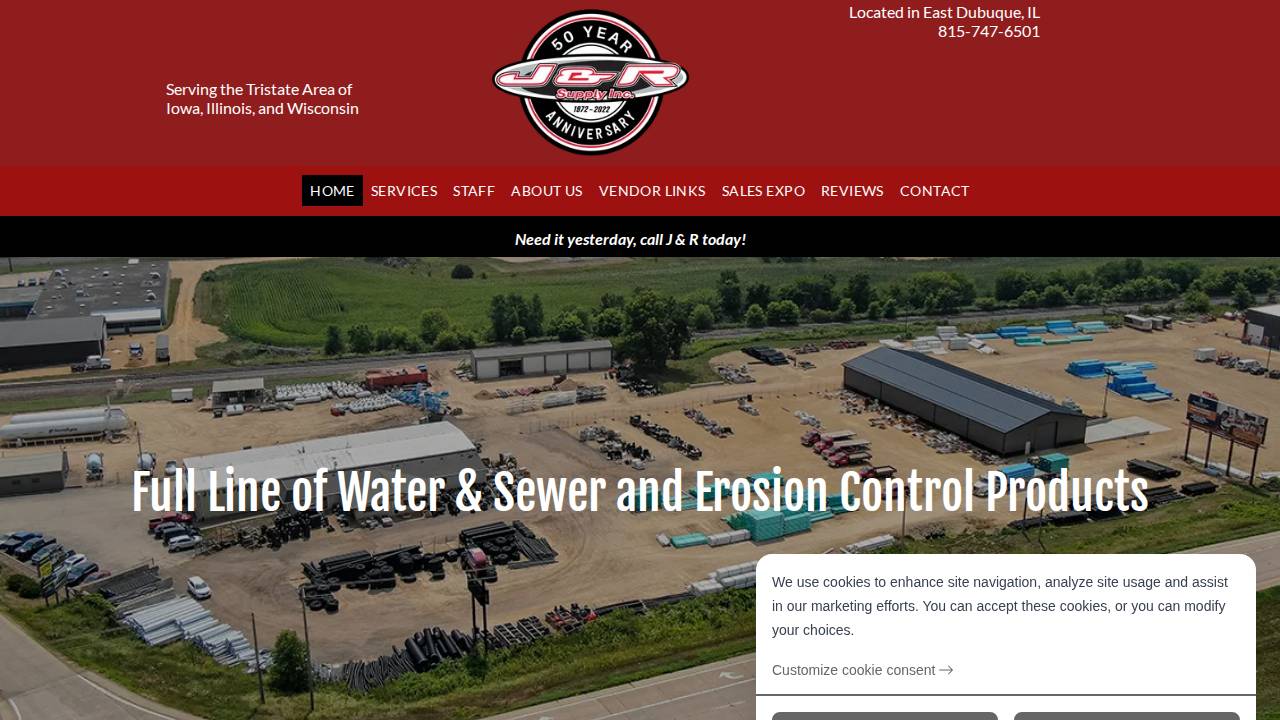 J AND R Supply Inc, J&rs website screenshot