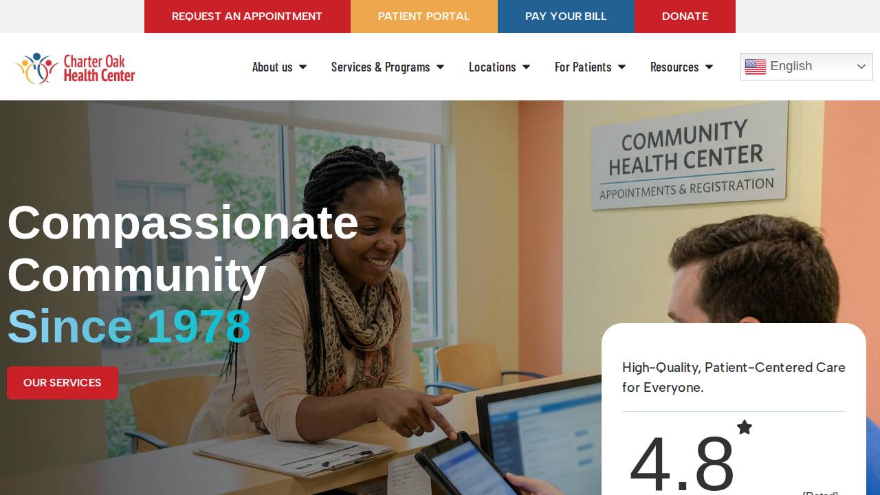 Charter OAK Community Services website screenshot