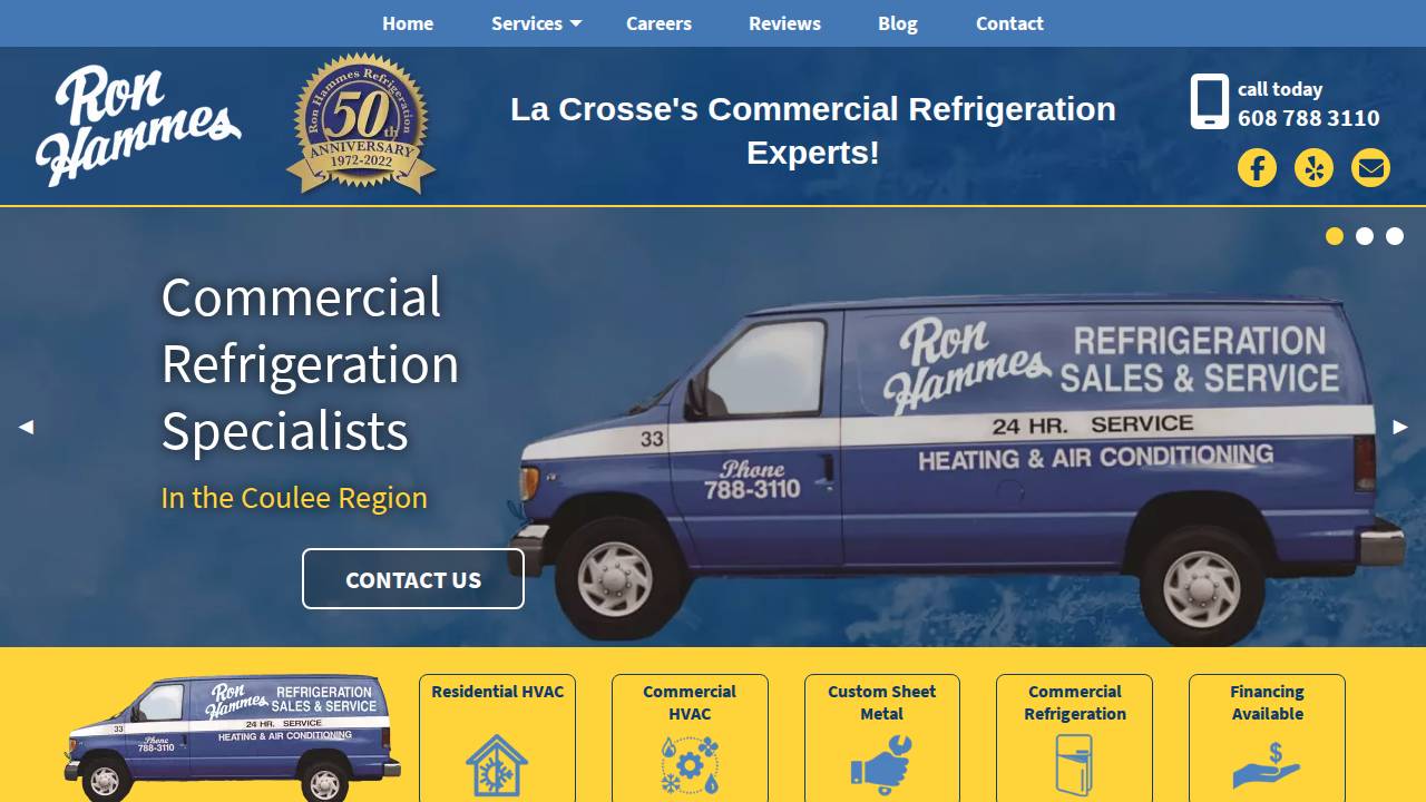 RON Hammes Refrigeration CO INC website screenshot