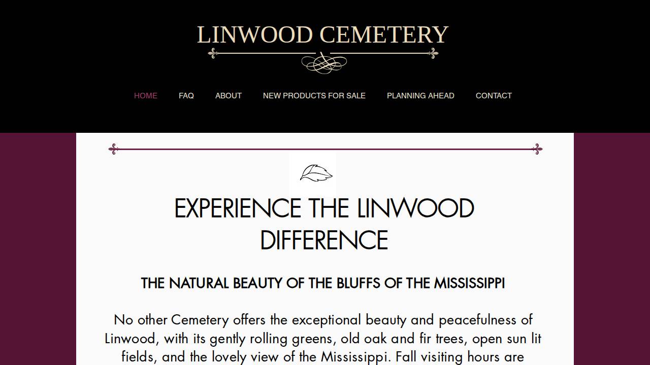 Linwood Cemetery Assn INC website screenshot