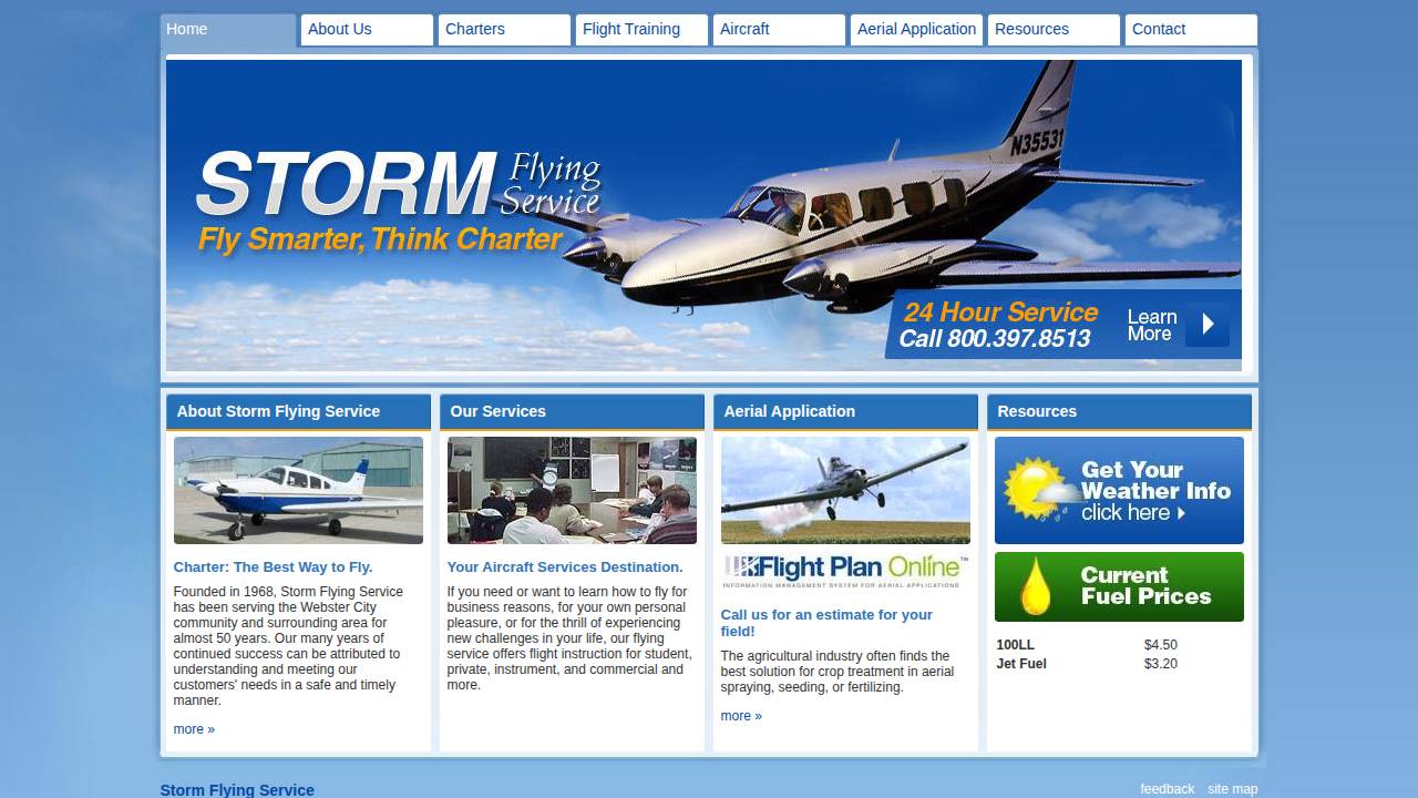 Storm Flying Service INC website screenshot